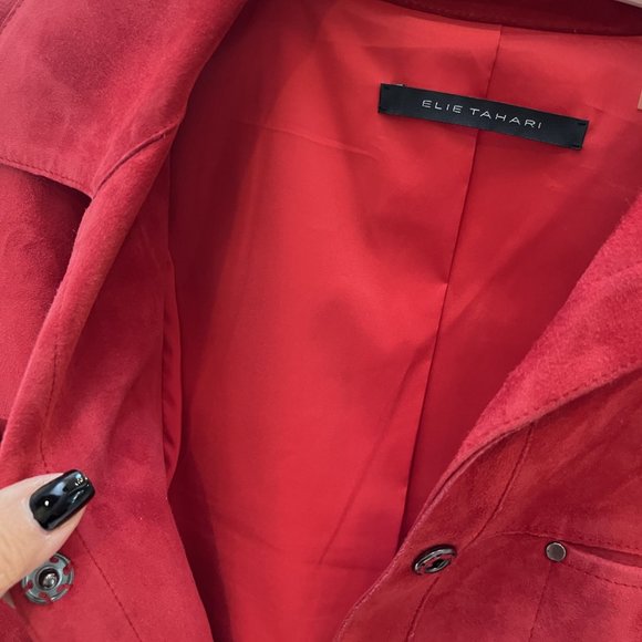 Elle Tahari Red Suede Jacket - Picture 9 of 12